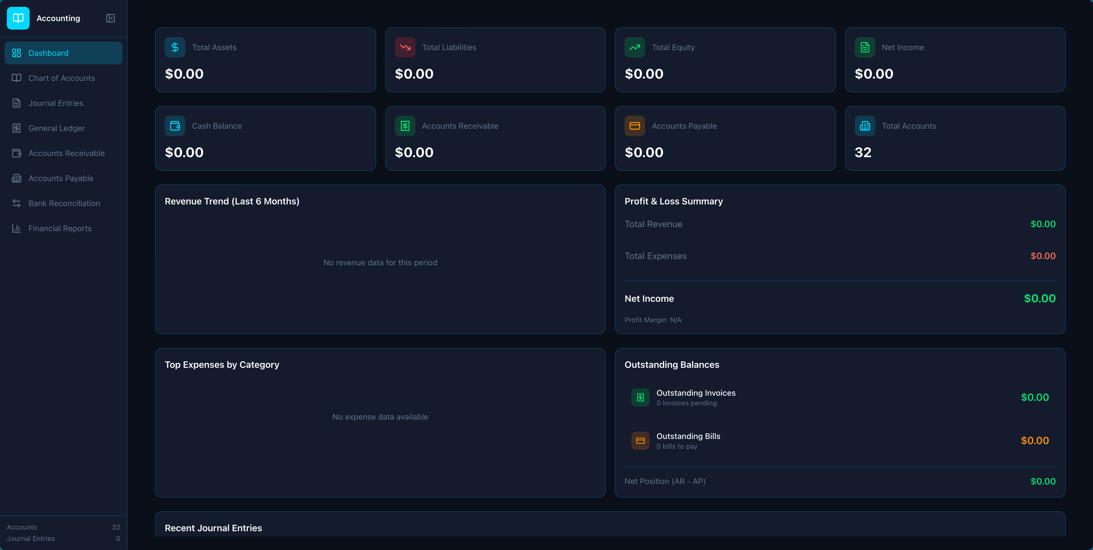 Accounting app interface