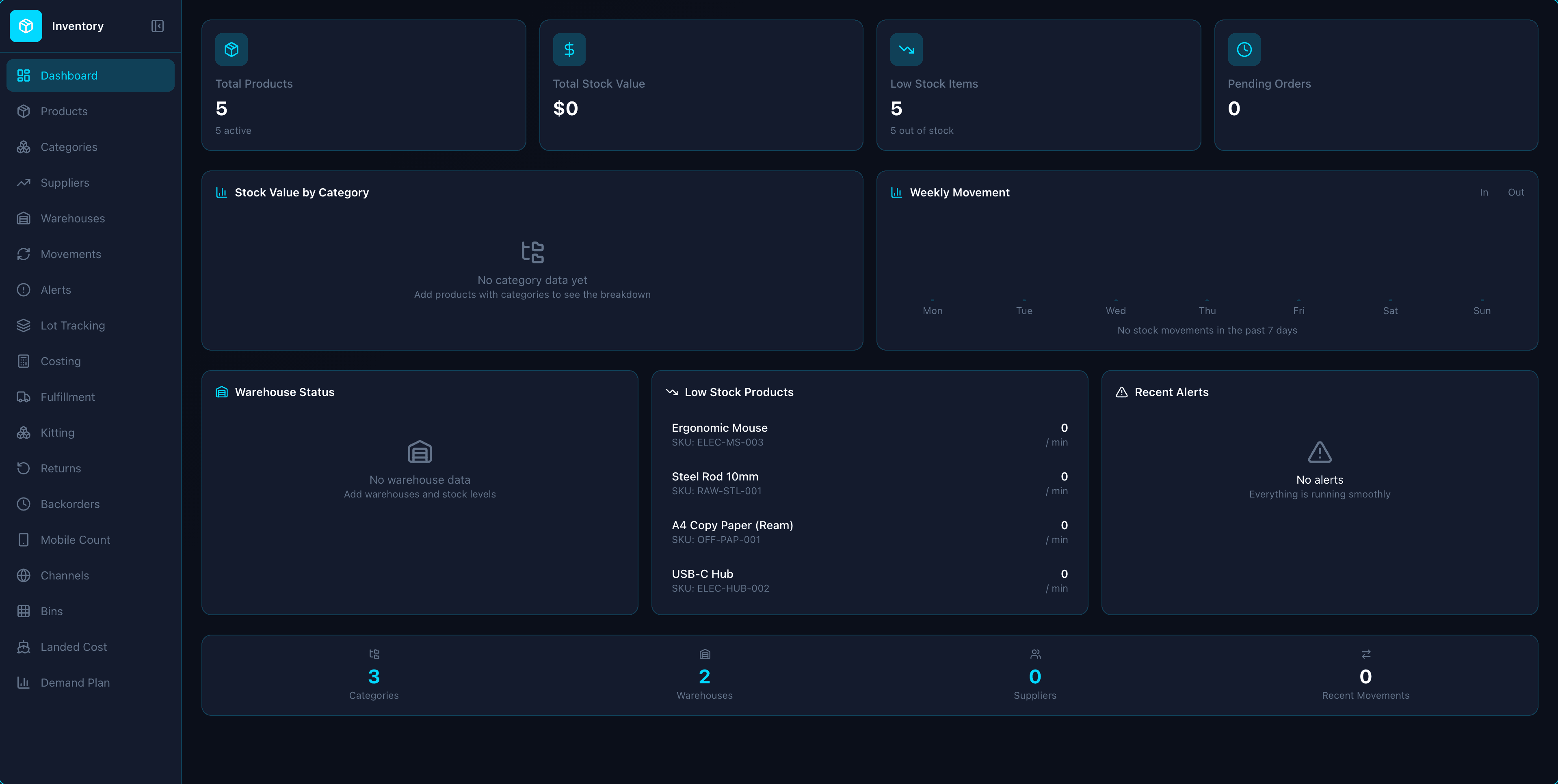 Inventory app interface