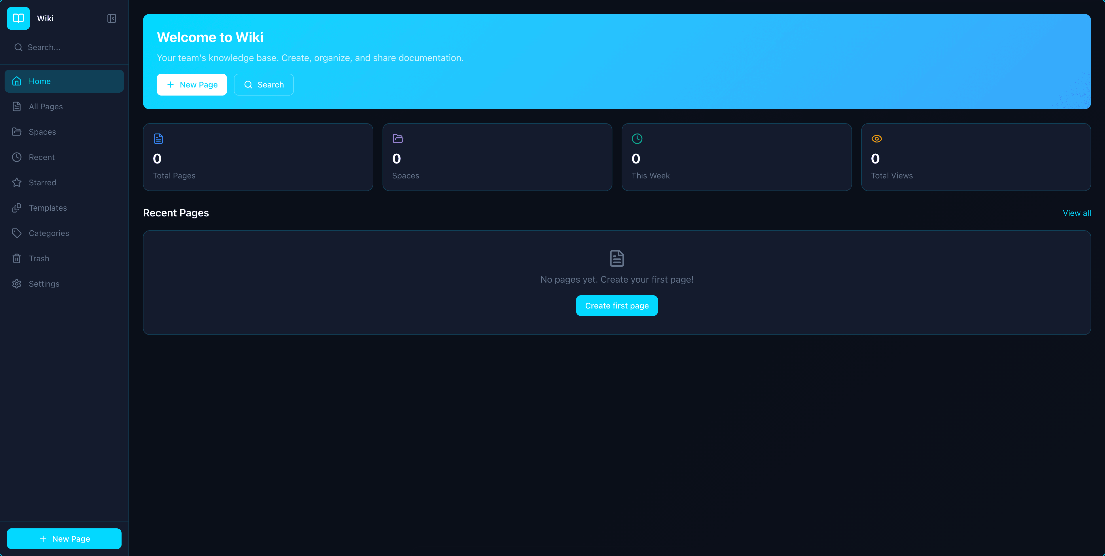 Wiki app interface