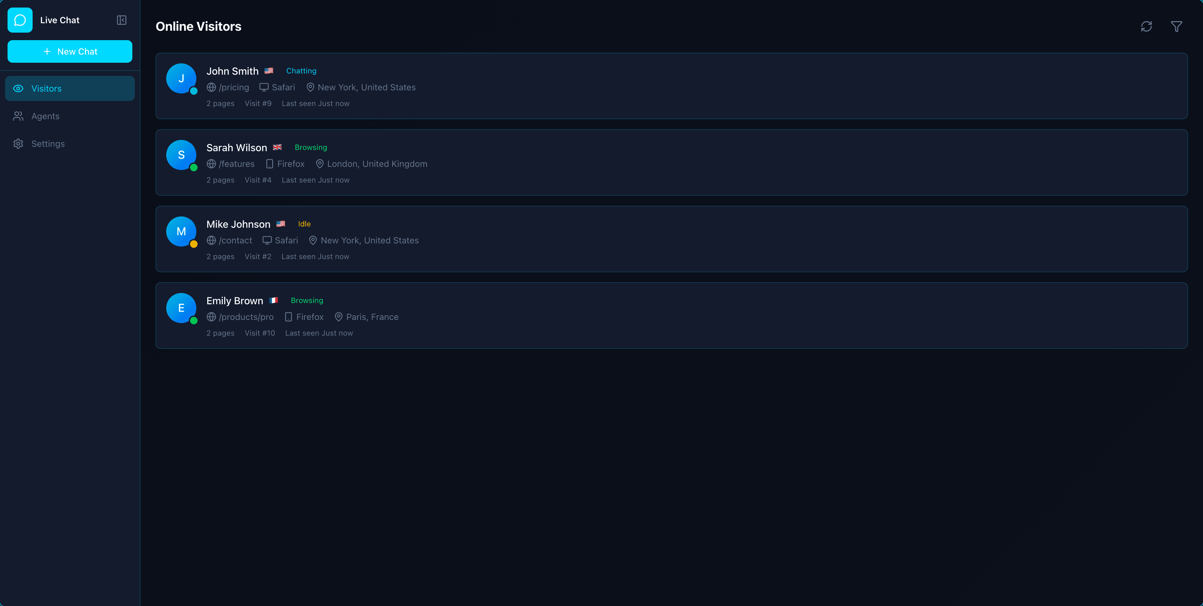 Live Chat app interface