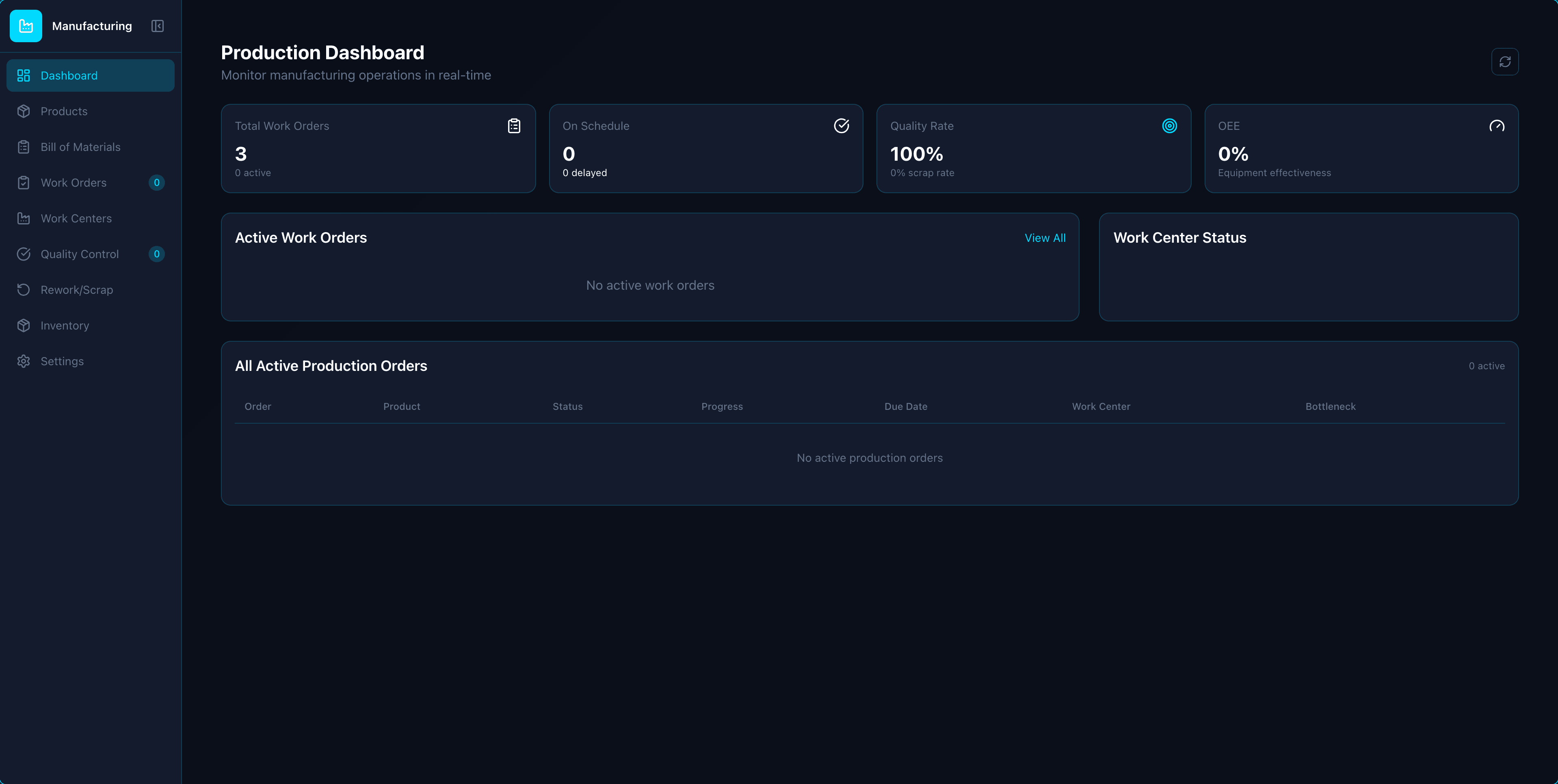 Manufacturing app interface