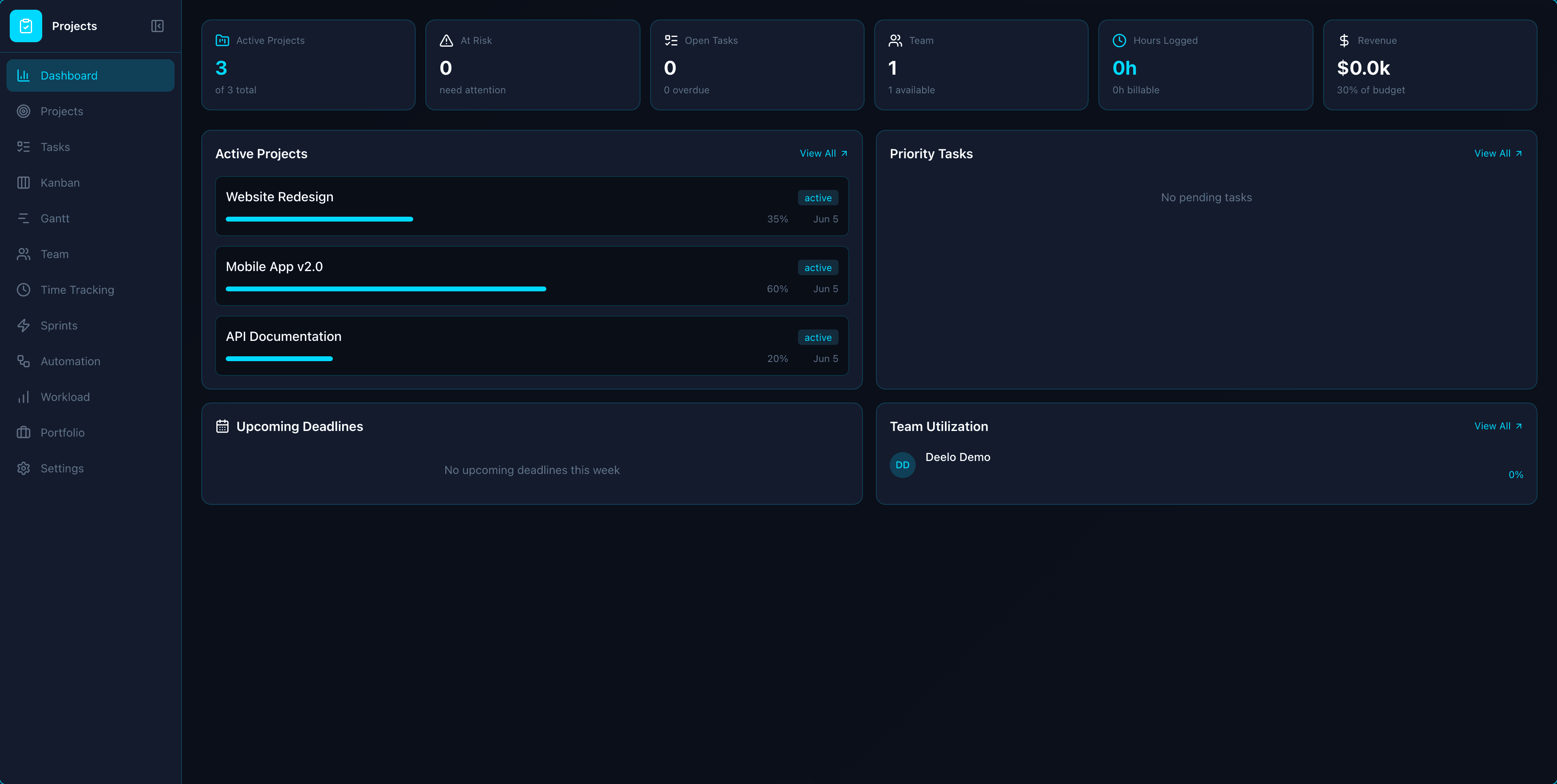 Projects app screenshot